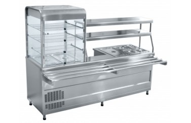 Прилавок-витрина холодильный мармитный универсальный Abat ПВХМ-70КМУ